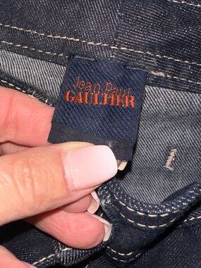 Jean Paul Gaultier Dark Denim Jeans with Orange Logo Detail Italy sz 28